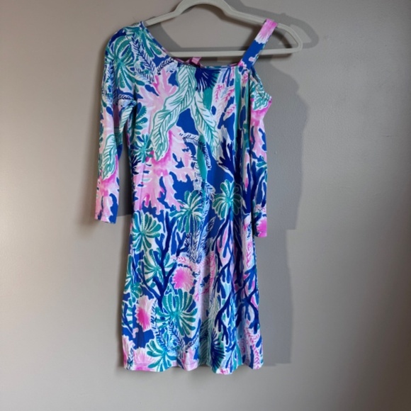Lilly Pulitzer Cut out Long Sleeve Pink‎ Blue Green Dress Size XXS - Picture 1 of 7